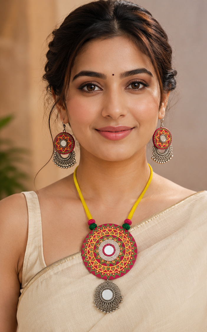 Gulbahaar Mandala Mirror Necklace Set