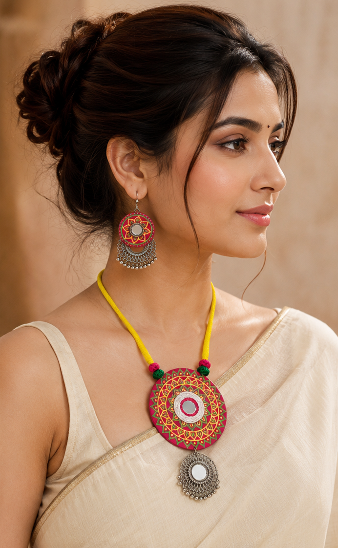 Gulbahaar Mandala Mirror Necklace Set