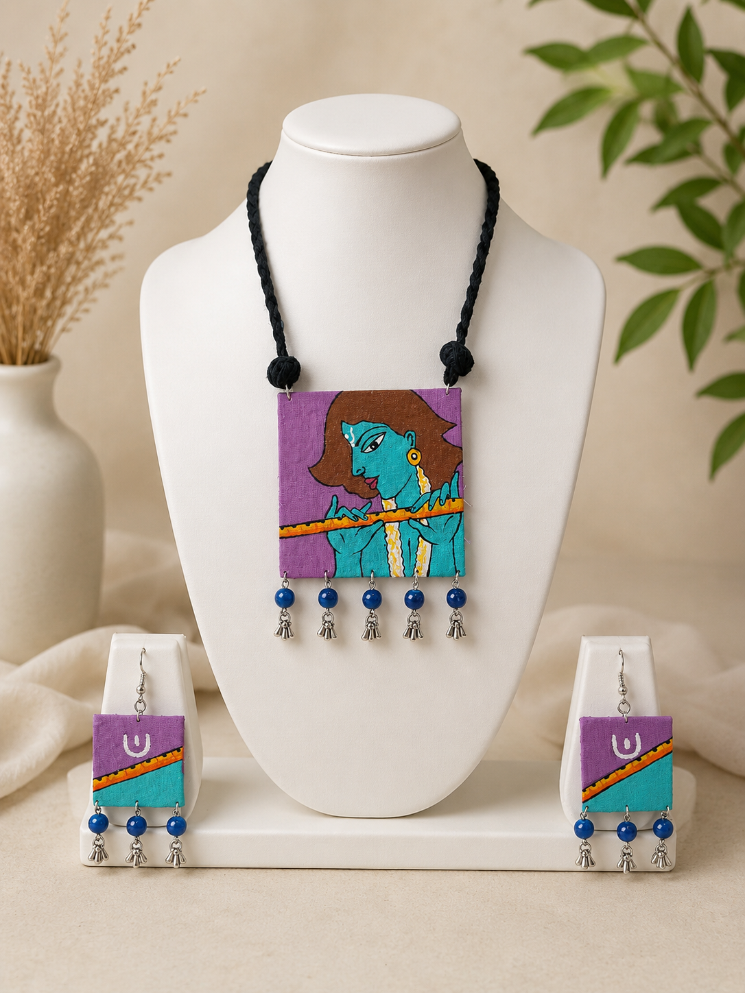 Murali Leela Hand painted Pendant Necklace Set