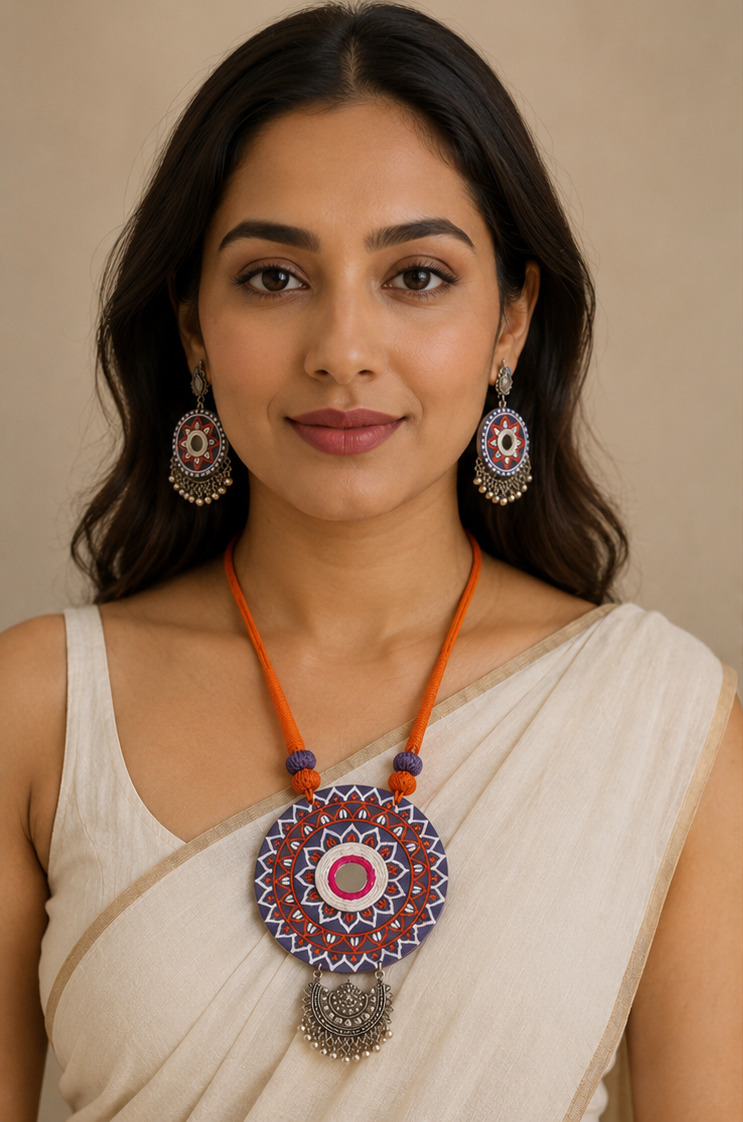 Neelkanthi Mandala Mirror Necklace Set