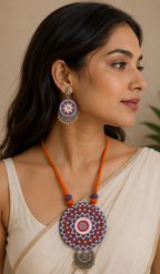 Neelkanthi Mandala Mirror Necklace Set