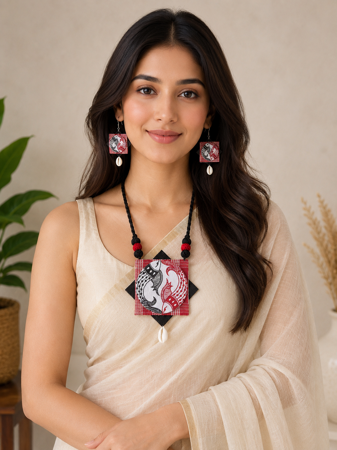 Matsya Kala Handcrafted Pendant Necklace Set