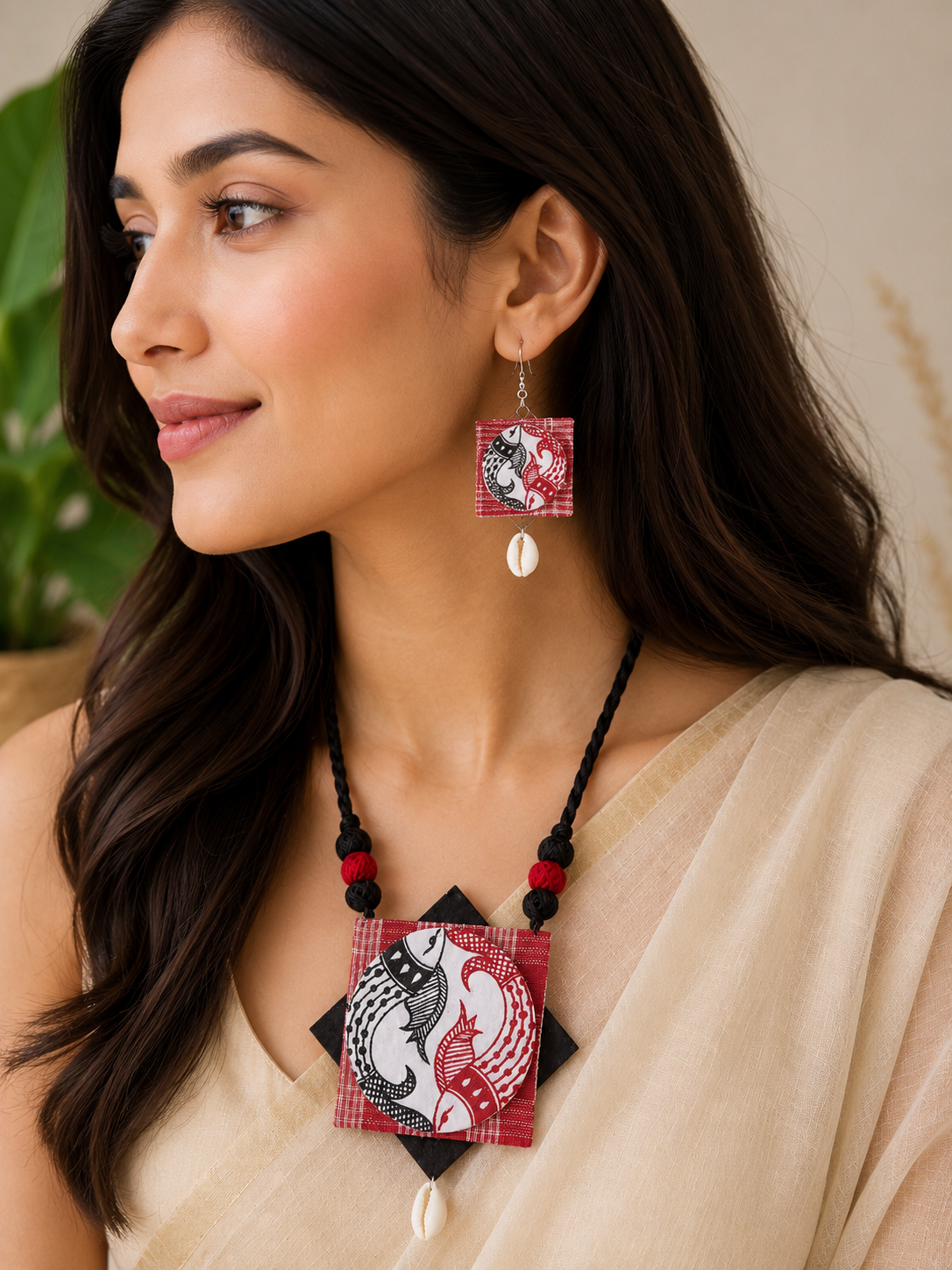Matsya Kala Handcrafted Pendant Necklace Set
