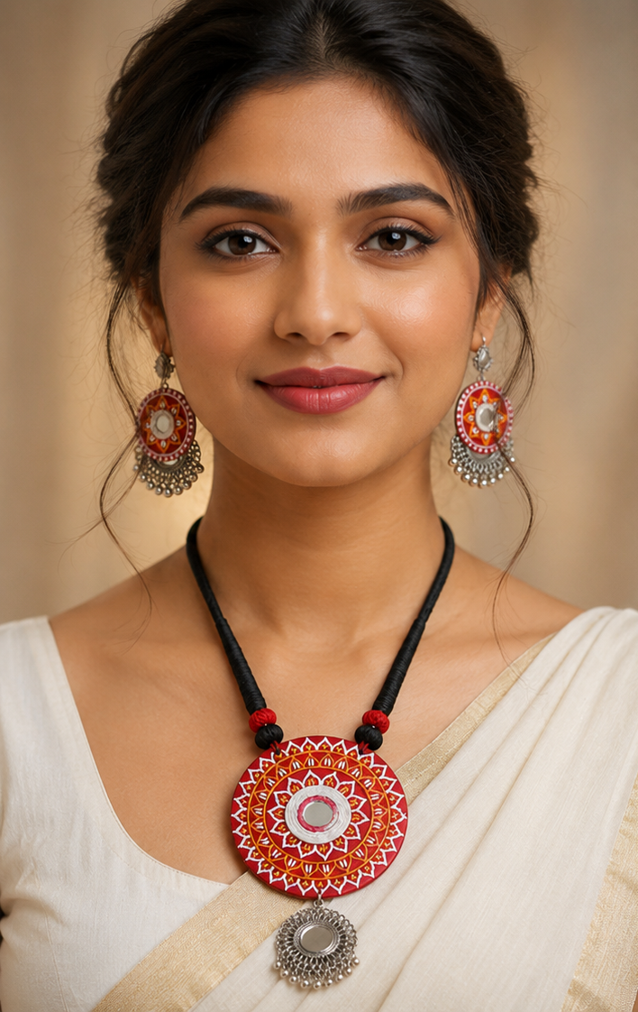 Raktima Mandala Mirror Necklace Set