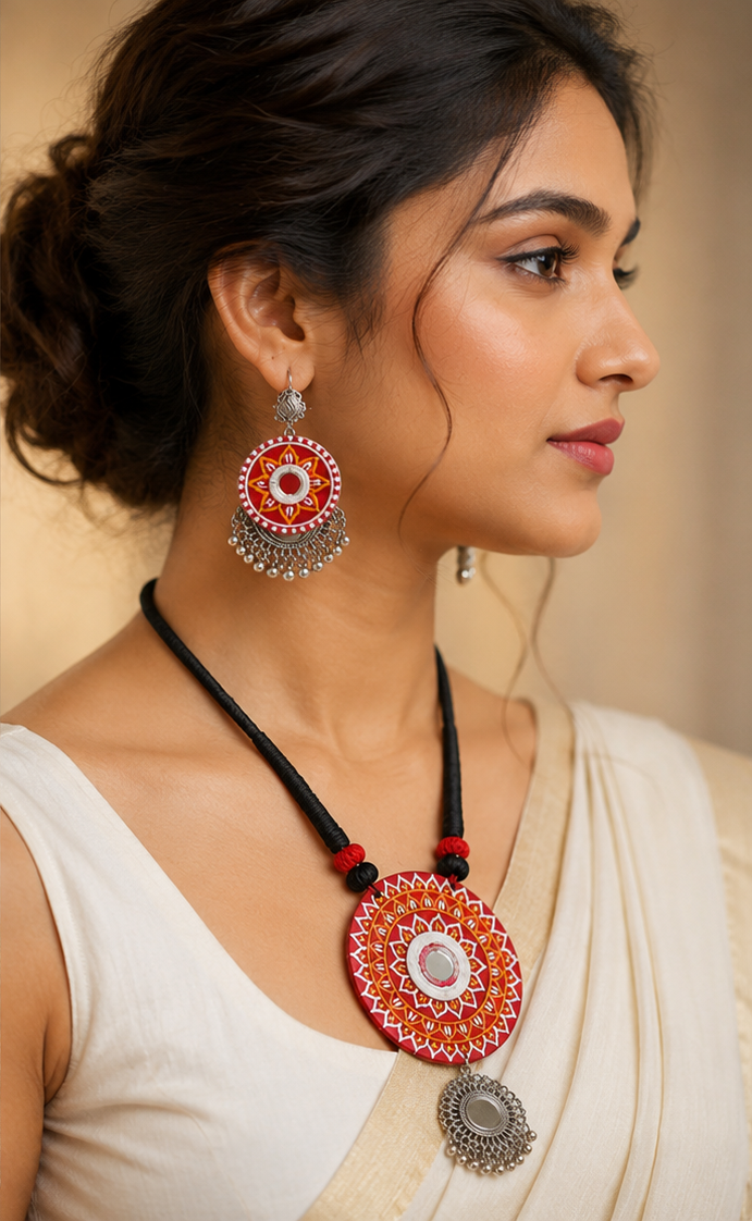Raktima Mandala Mirror Necklace Set