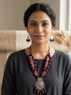 Mandala Tassel Thread Necklace Set