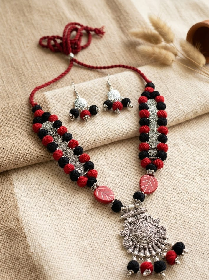 Mandala Tassel Thread Necklace Set