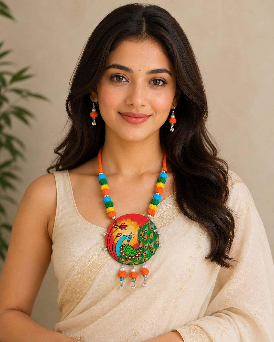 Mayur Rang Handcrafted Pendant Necklace Set