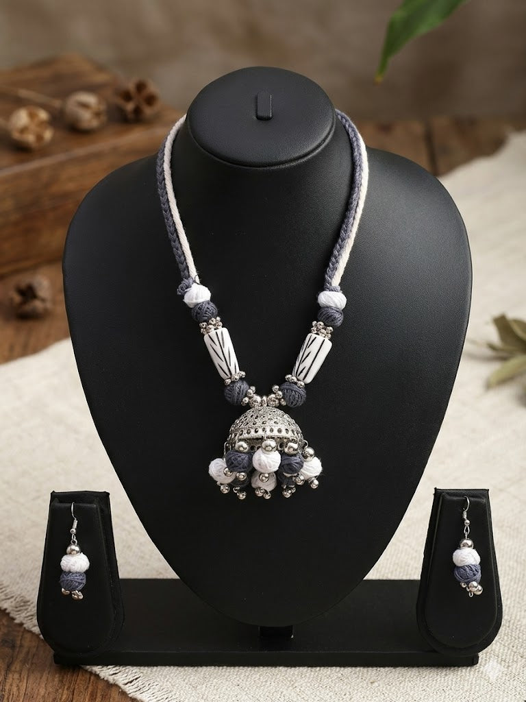 Jhumka Thread Necklace Set