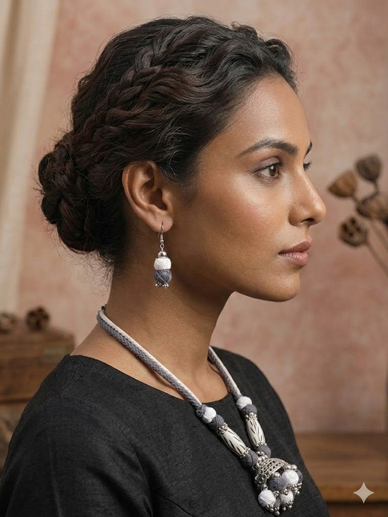 Jhumka Thread Necklace Set