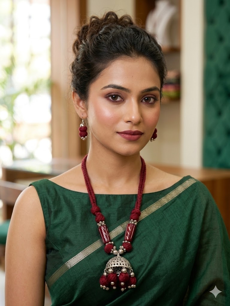 Jhumka Thread Necklace Set