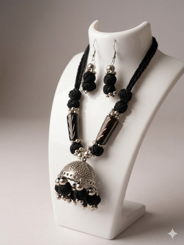 Jhumka Thread Necklace Set