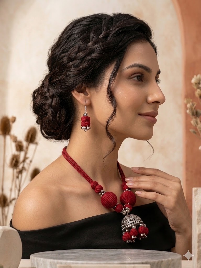 Big Jhumka Necklace Set