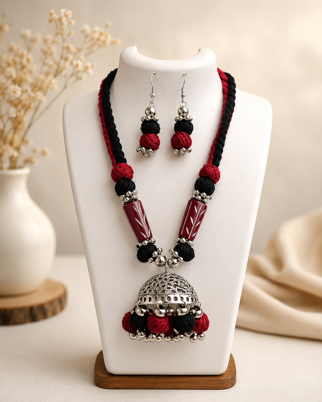 Jhumka Thread Necklace Set