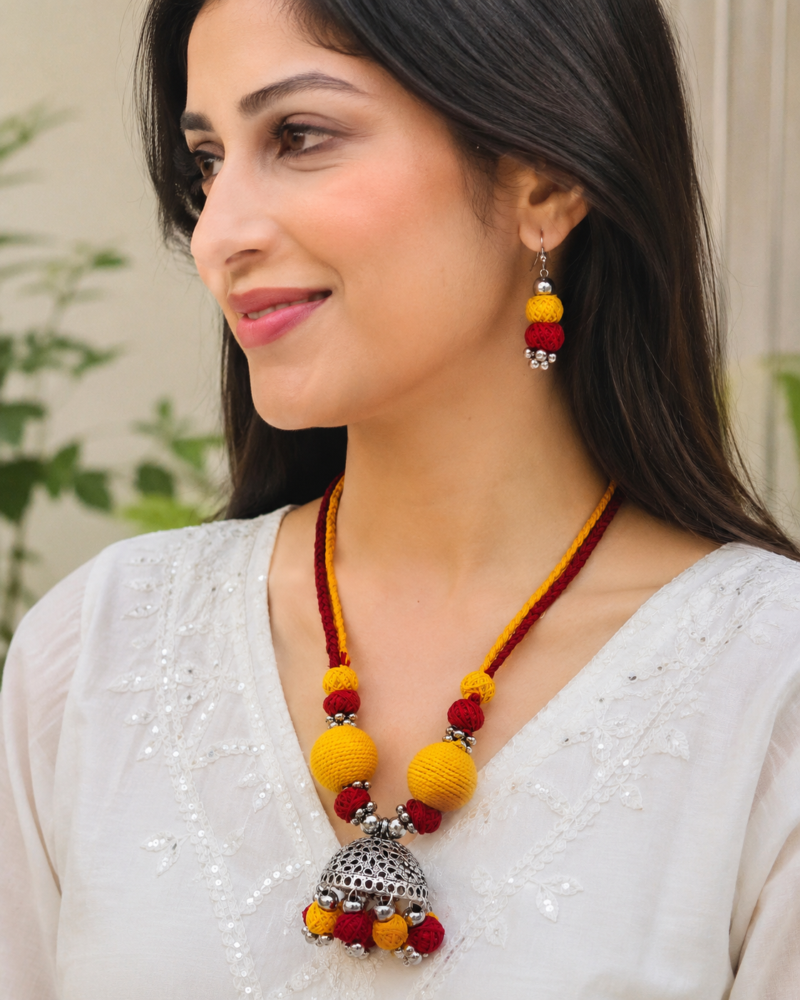 Big Jhumka Necklace Set