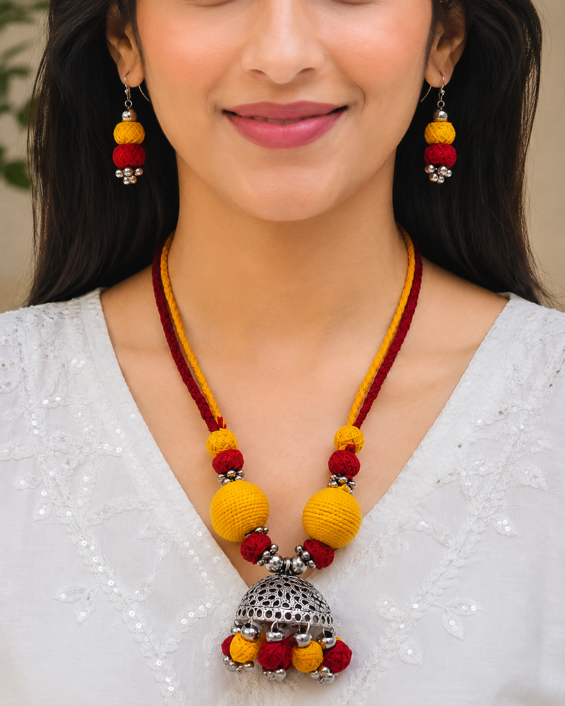 Big Jhumka Necklace Set