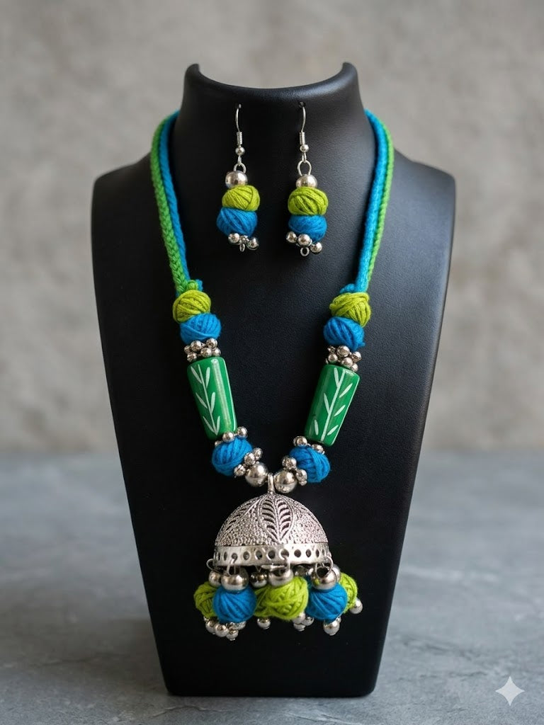 Jhumka Thread Necklace Set
