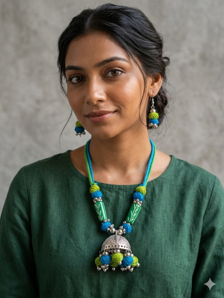 Jhumka Thread Necklace Set