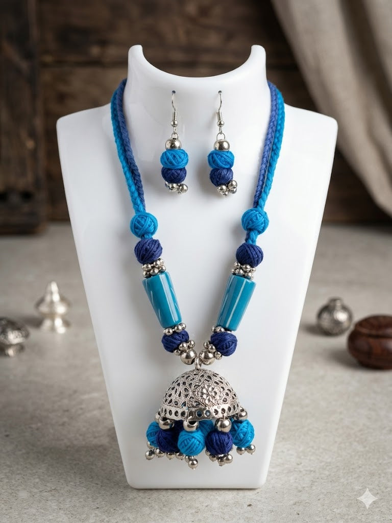 Jhumka Thread Necklace Set