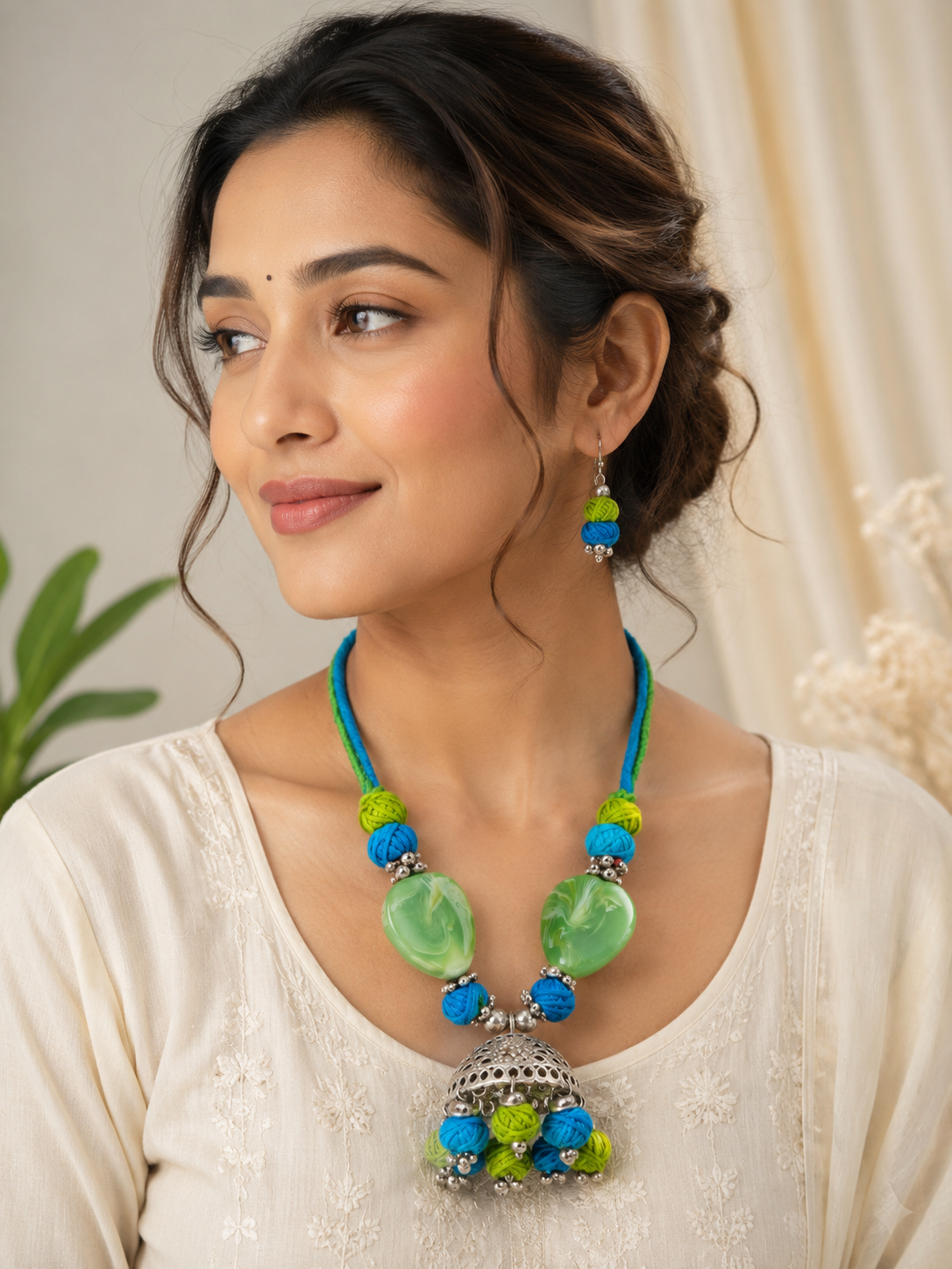 Meher Jhumki Bead Necklace Set
