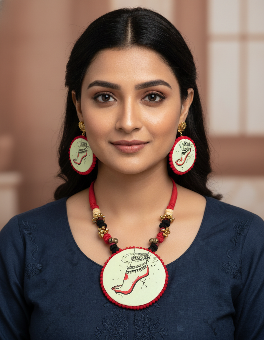 Dance Footprint Statement Necklace Set