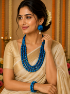 Fabric Beaded Statement Jewellery Set