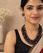Fabric Beaded Layered Necklace Set