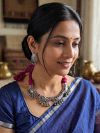 Threaded Oxidised Floral Choker Set