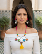 Rangriti Mirror Tassel Necklace Set