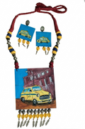 Yellow Taxi Hand Painted Necklace Set