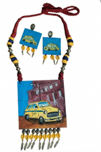 Yellow Taxi Hand Painted Necklace Set