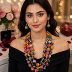 Boho Multicolour Fabric Beaded Necklace Set