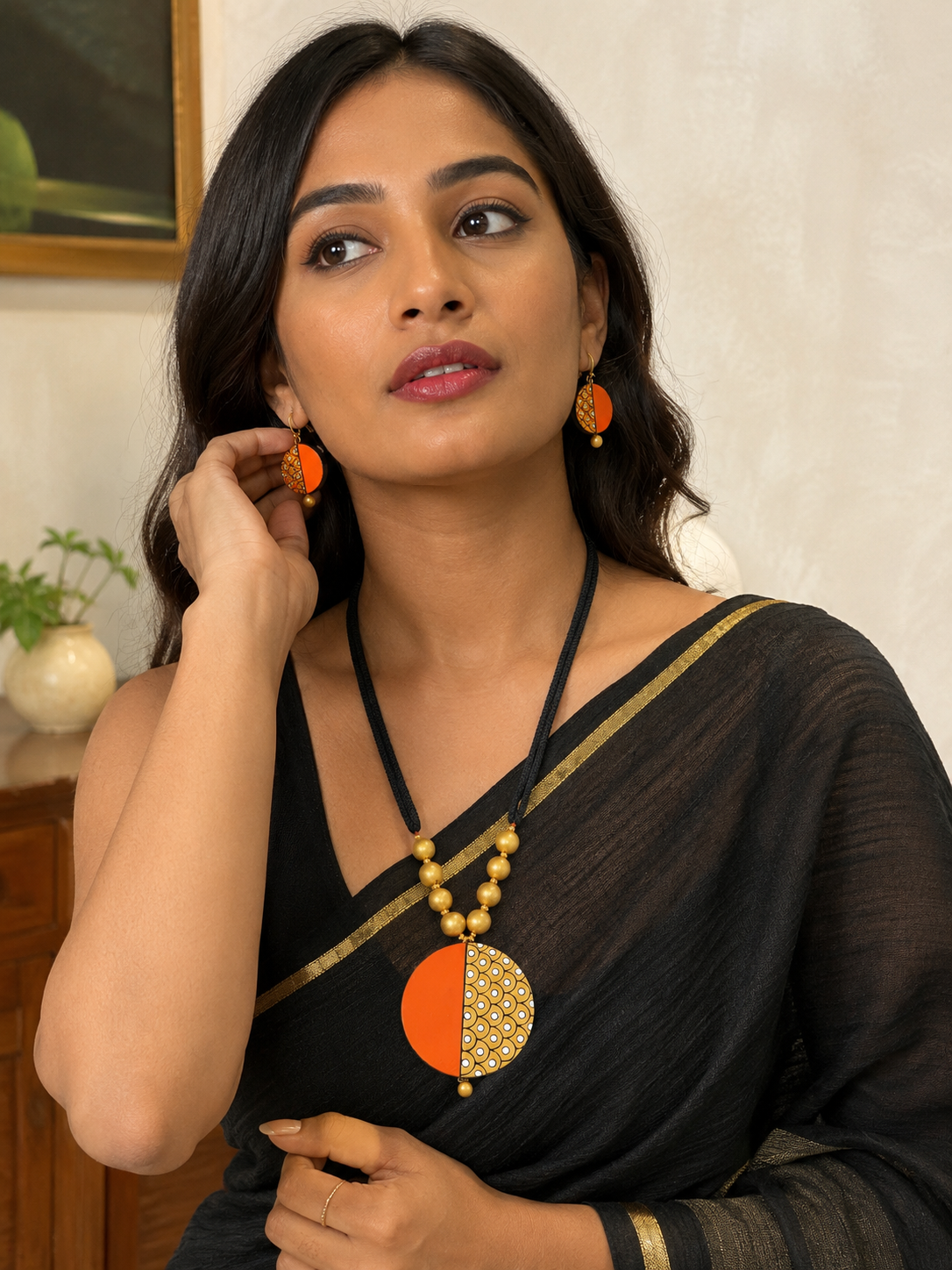 Golden Eclipse Artisan Necklace Set