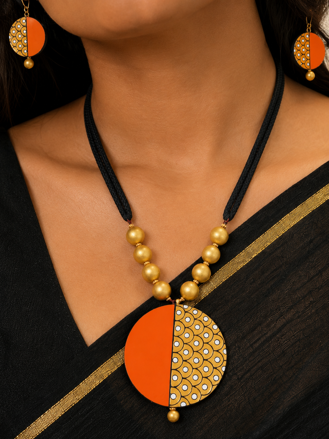 Golden Eclipse Artisan Necklace Set