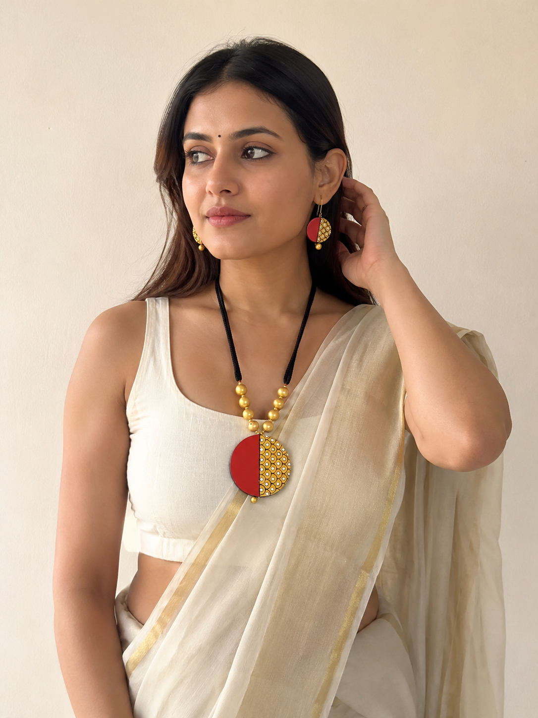 Golden Eclipse Artisan Necklace Set
