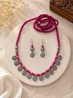 Threaded Coin Charm Necklace Set