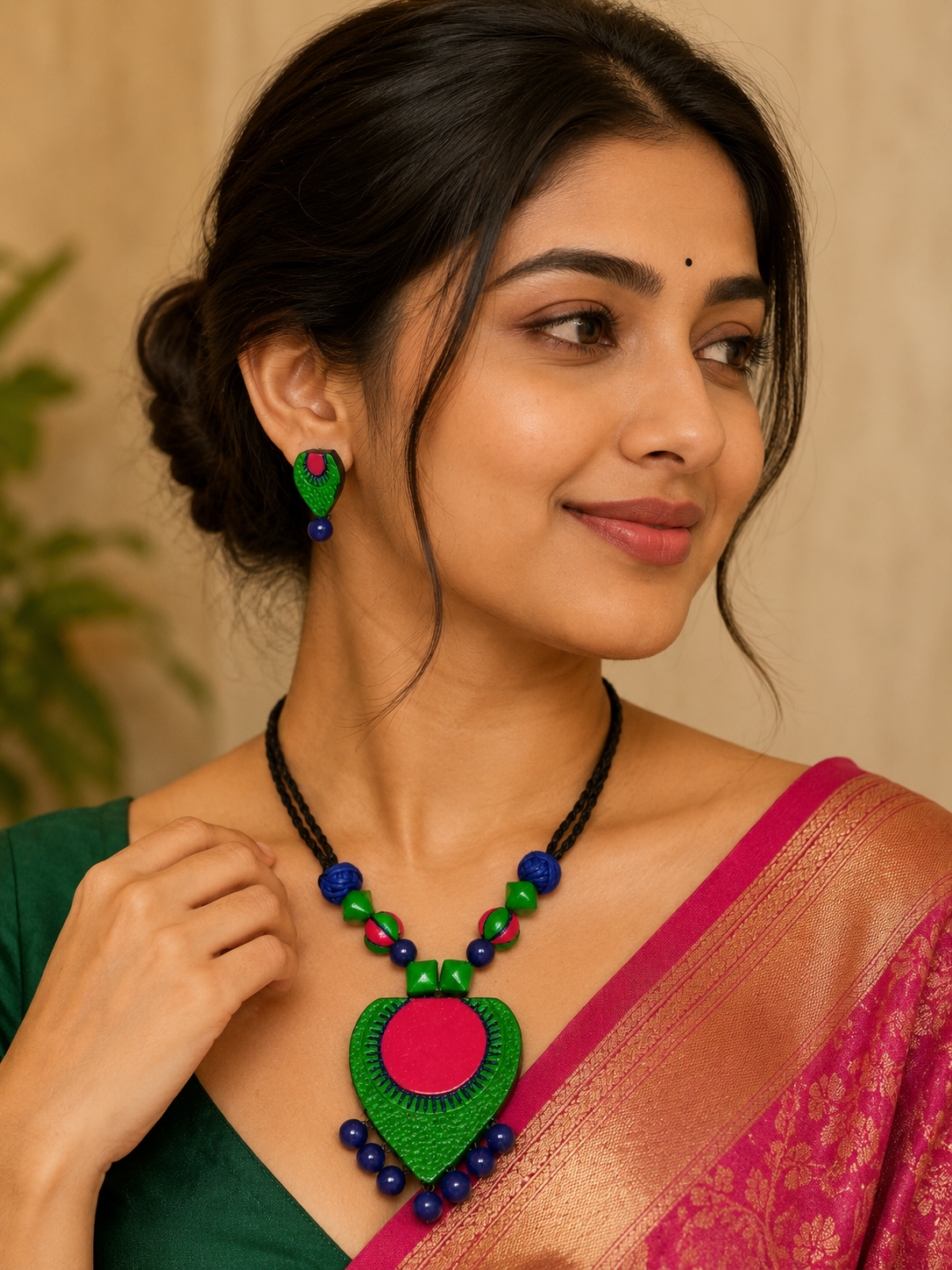 Peacock Pop Artisan Necklace Set