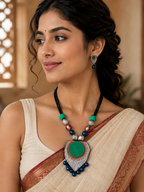 Peacock Pop Artisan Necklace Set