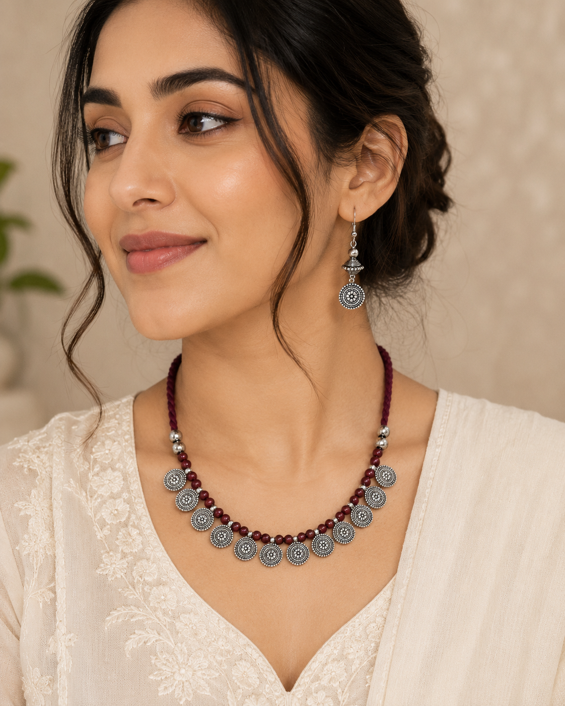 Threaded Coin Charm Necklace Set