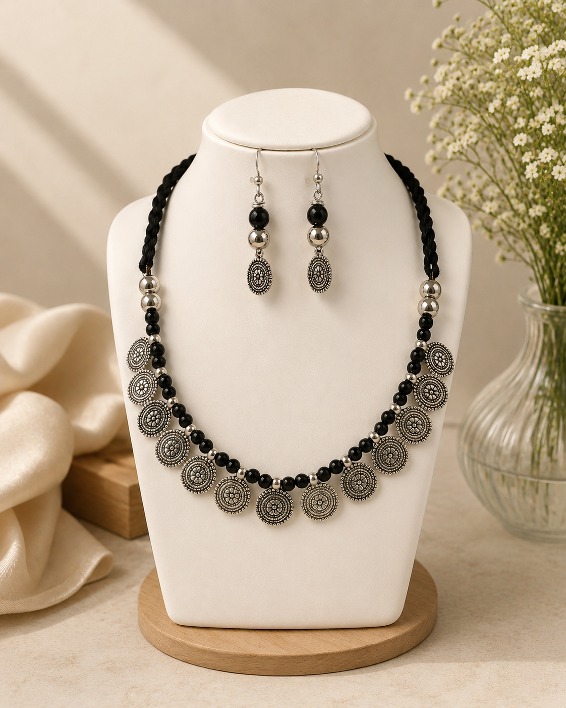 Threaded Coin Charm Necklace Set