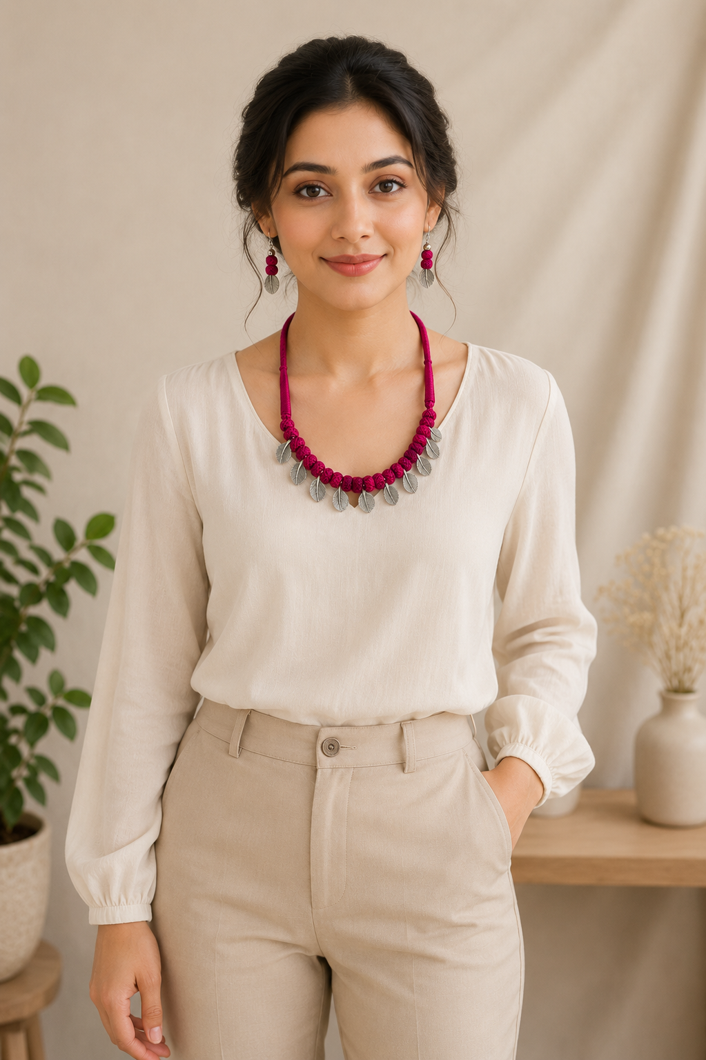 Vanya Leaf Charm Necklace Set