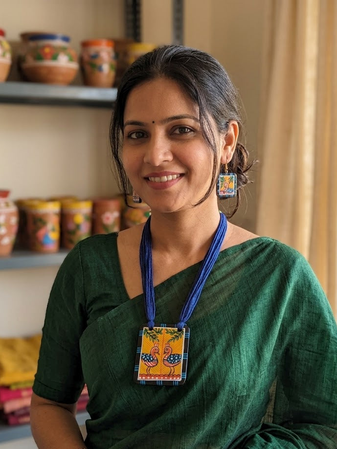 Neelmayur Folk Pendant Set