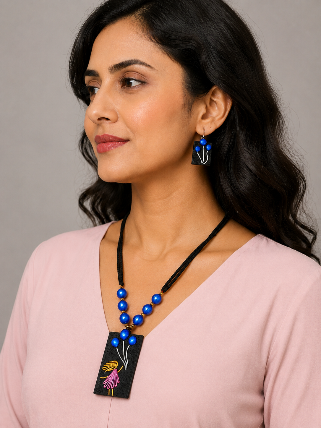 Sapphire Bloom Statement Necklace Set