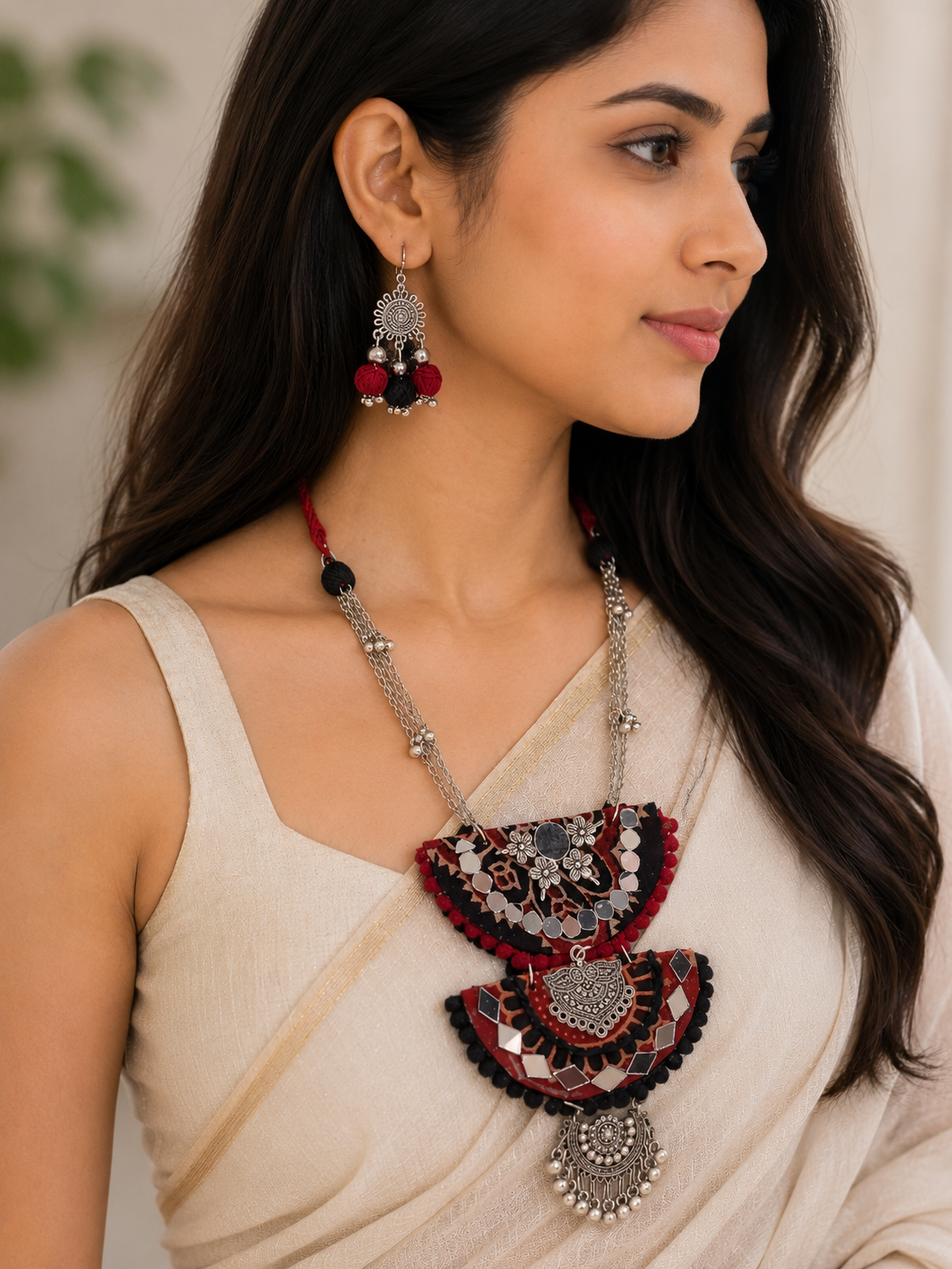 Mirror Charm Necklace Set