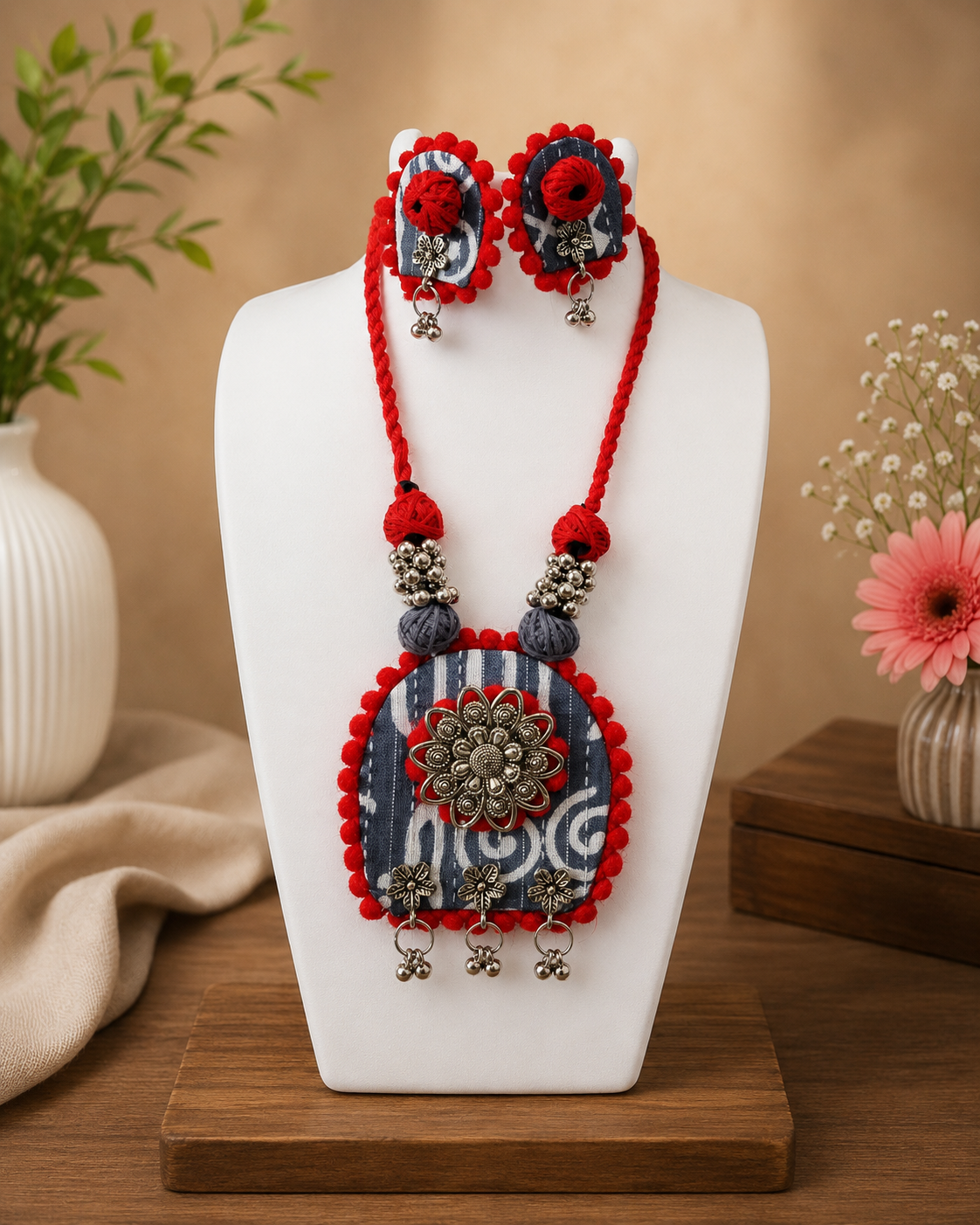 Rangriti Floral Fabric Jewellery Set
