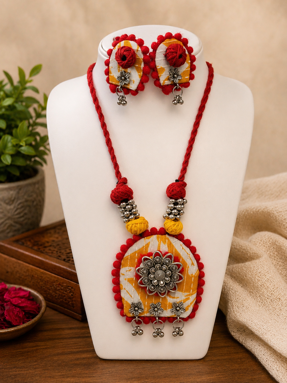 Rangriti Floral Fabric Jewellery Set
