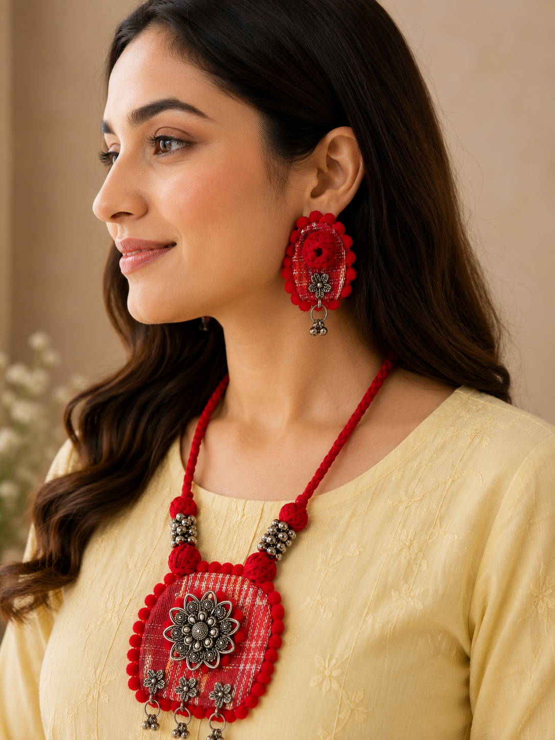 Rangriti Floral Fabric Jewellery Set