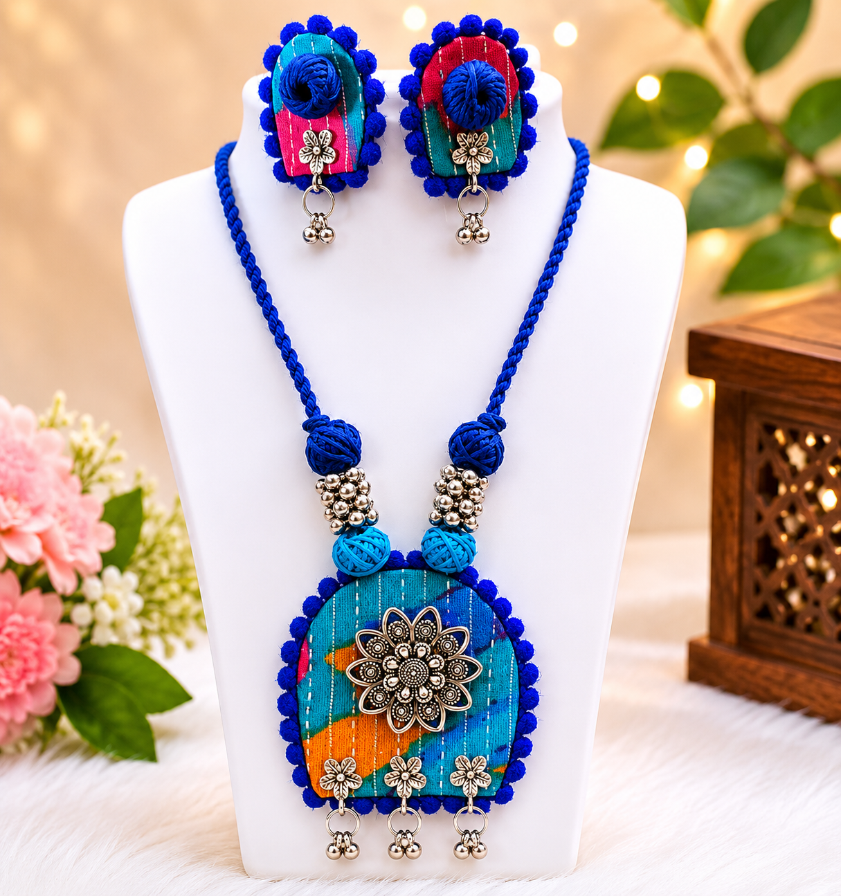 Rangriti Floral Fabric Jewellery Set