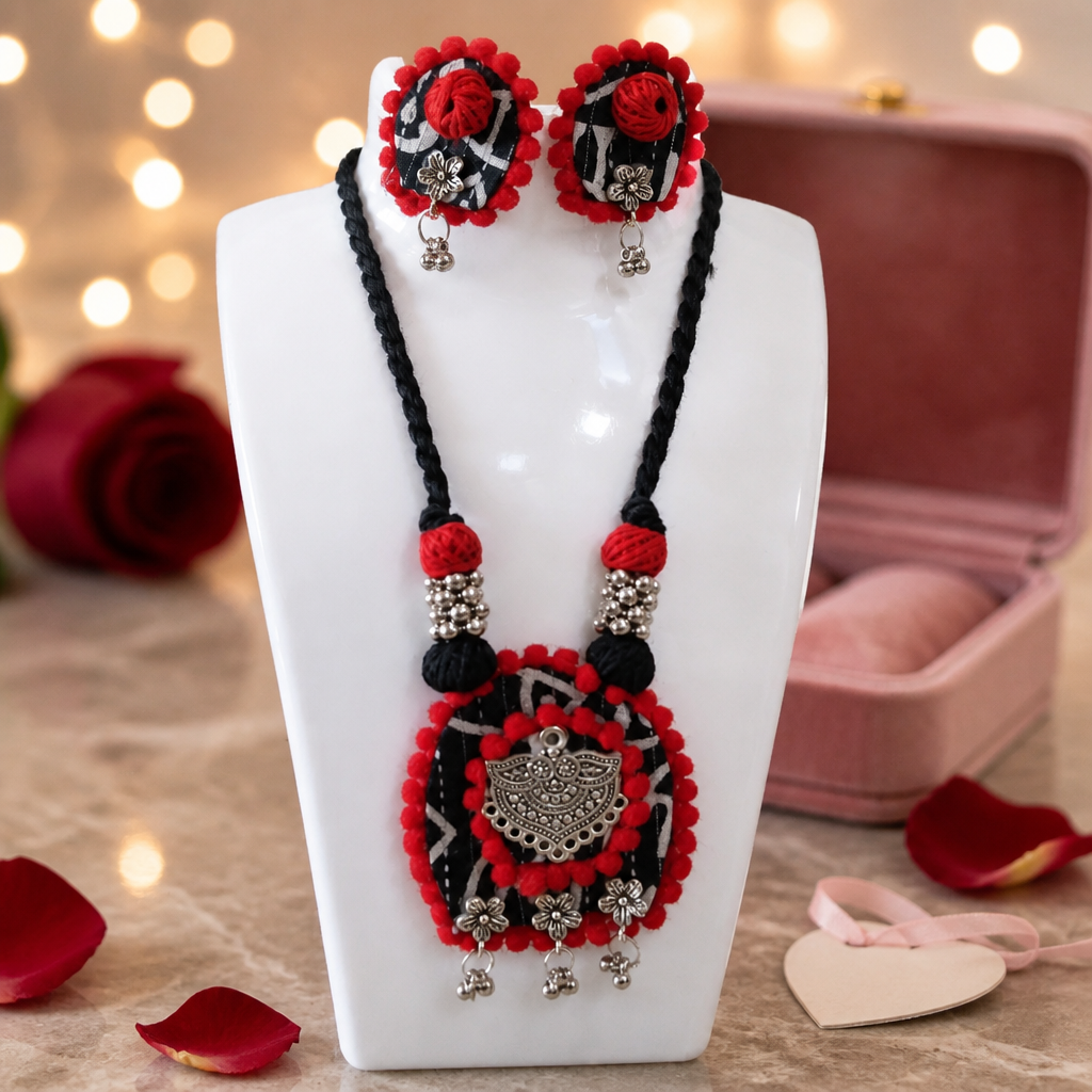 Rangriti Floral Fabric Jewellery Set
