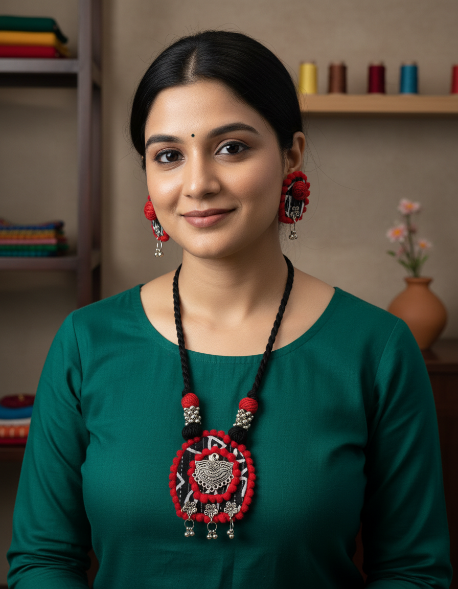 Rangriti Floral Fabric Jewellery Set